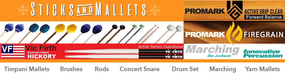 Percussion drum sticks and mallets