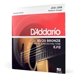 D'Addario EJ12 80/12 Bronze Acoustic Guitar Strings, Medium, 13-56