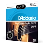 D'Addario EXP11 Coated Acoustic Guitar Strings, 80/20, Light, 12-53