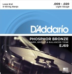 D'Addario J69 5-String Banjo Strings, Phosphor Bronze, Light, 9-20